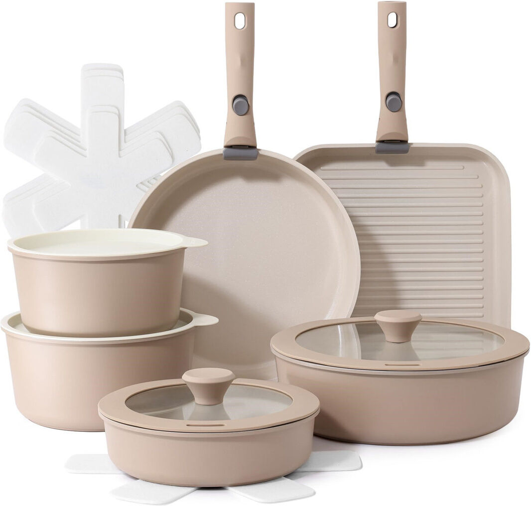 Chengdu Menghejia Technology Co., Ltd. 17 - Piece Aluminum Cookware Set Cream 17