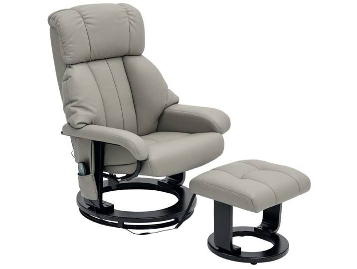 Fauteuil relax massant électrique repose-pieds gris