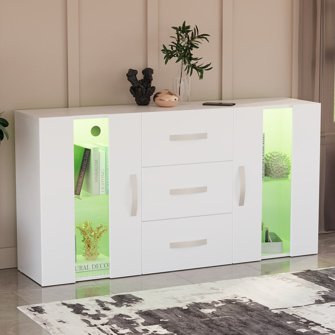 Metro Daugherty 135 cm W Sideboard White 70cm H X 135cm W X 32cm D