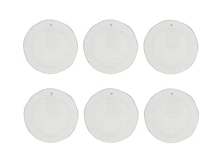 Bastion Collections 6er Set Kuchenteller Heart Stripes mit grauen Streifen 19cm