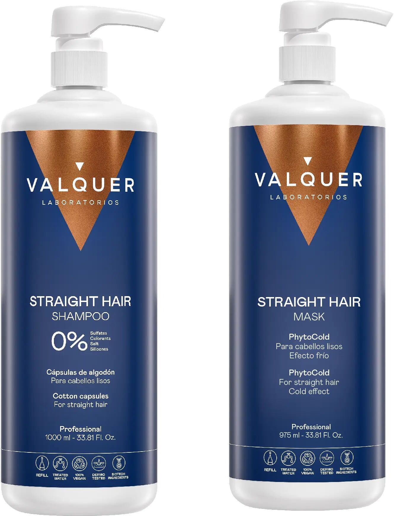 Valquer® Pack para Cabellos Lisos - Champú y Mascarilla Capilar Glacial - 1000 ml + 975 ml