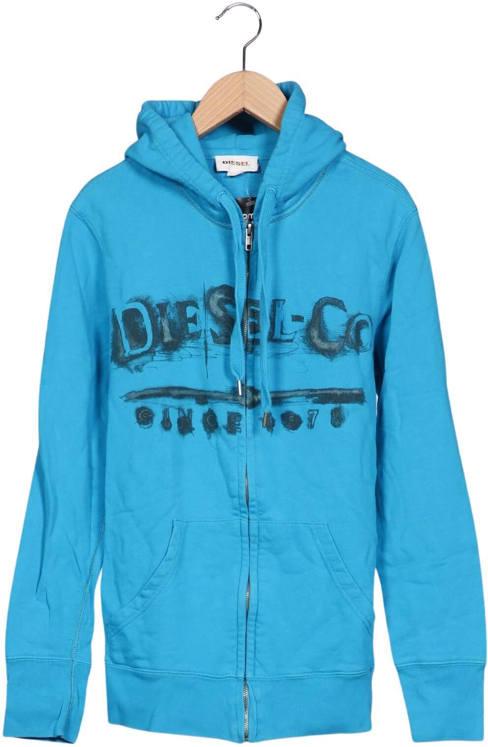Diesel Herren Kapuzenpullover, Hellblau, Gr. M, Baumwolle - Second Hand