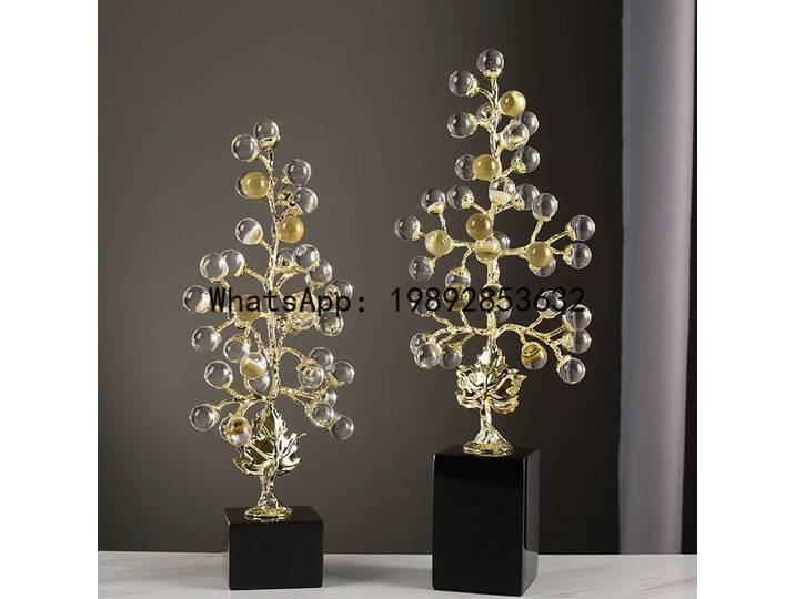 Sculpture en métal x17Crystal en forme de vigne colorée, figurine artisanale en métal, sculpture de plante artificielle, accessoires de décoration pour la maison