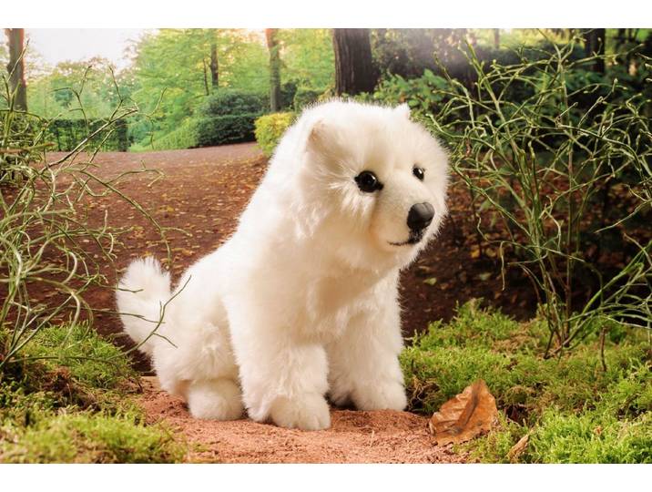 Kösen Kuscheltier Hund Spitz weiß sitzend Stoffhund Plüschhund