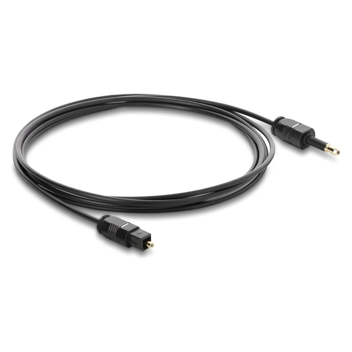 Delock TOSLINK Kabel mini TOSLINK 3,5 mm Stecker auf TOSLINK Stecker, Ø 2,2 mm, 1,5 m, schwarz (1.50 m, Toslink Kabel) (88065)