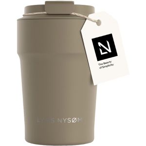 LARS-NYSØM Thermobecher Bevaegelse Taupe Brown, braun, hält 4 h warm und 8 h kalt, Edelstahl doppelwandig, 380 ml