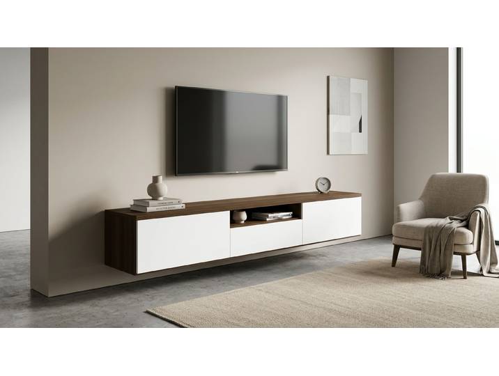 Pickawood Hängesideboard Echtholz Furnier Nussbaum amerika­nisch geölt