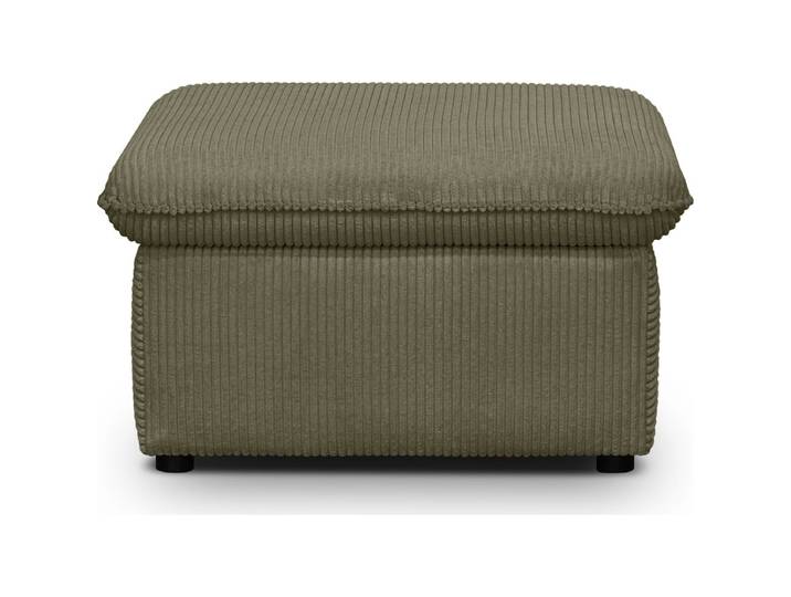 Pouf Coffre De Rangement En Velours Côtelé Vert Kaki - Baya