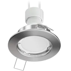 ledscom.de Decken-Einbaustrahler FERE Einbaurahmen chrom matt + GU10 LED Lampe warmweiß 3-Stufen Dimmen: max. 500lm