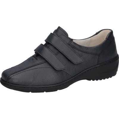 Klettschuh WALDLÄUFER "KYA", Damen, Gr. 4,5 (37,5), Leder Textil, blau (dunkelblau, struktur), Nappaleder, Schuhe Klettschuh, Slipper, Bequemschuh in Komfortweite H (= sehr weit)