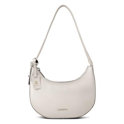 Schultertasche LAZAROTTI "Bologna Leather Schultertasche Leder 24 cm", Damen, Gr. B/H/T: 6cm x 13,5cm, weiß (sanftes weiß), Leder, Taschen Schultertasche
