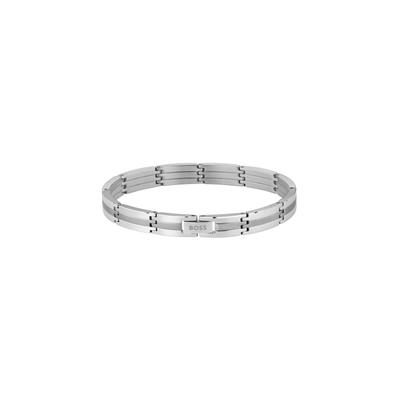 Gliederarmband BOSS "BROOKS", silber (edelstahlfarben), Armbänder, Herren, 19cm, Edelstahl, Gliederarmband