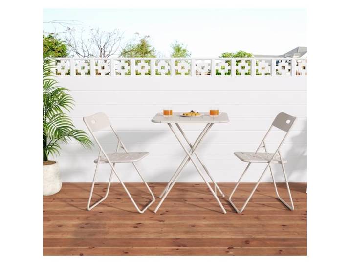 Ensemble bistro pliant-3 pcs -Table et 2 chaises pliantes-Mobilier de jardin extérieur - Meubles de Jardin Ensemble de Balcon Beige