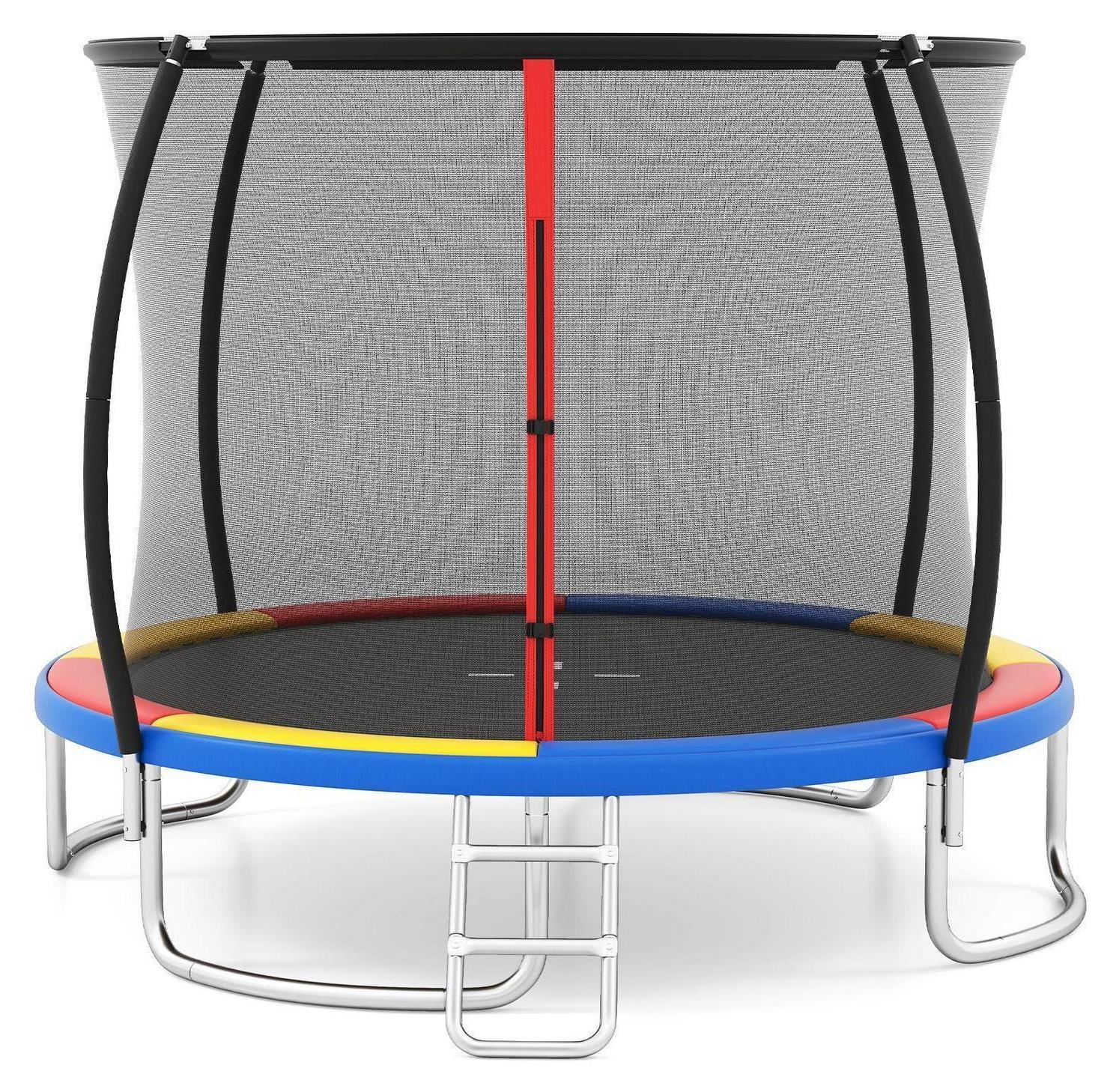 Kinder Gartentrampolin mit Sicherheitsnetz & Leiter Ø 305cm Bunt