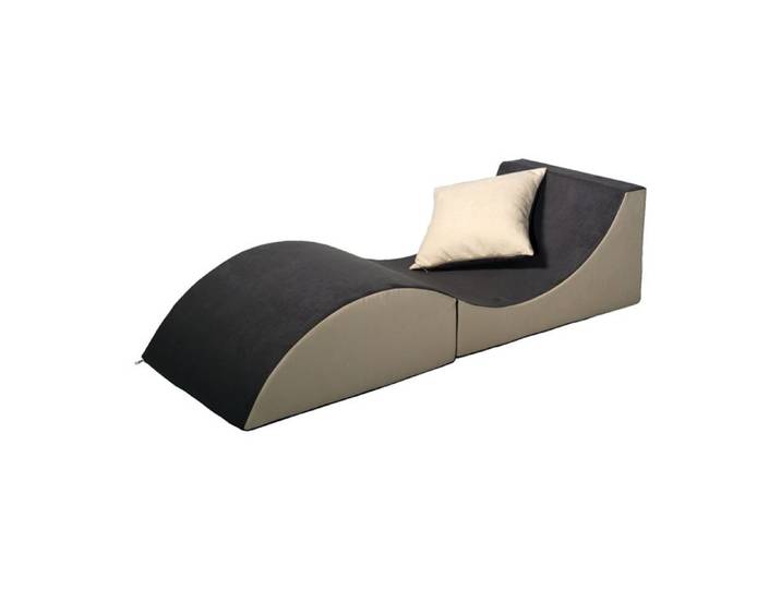 Chaise longue 3 en 1 multi-usage gris-beige