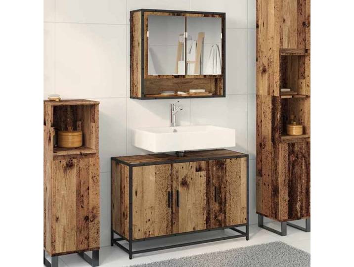Marron - Ensembles de meuble - Ensemble de mobilier de salle de bain 2 pc Bois Ancien 7728