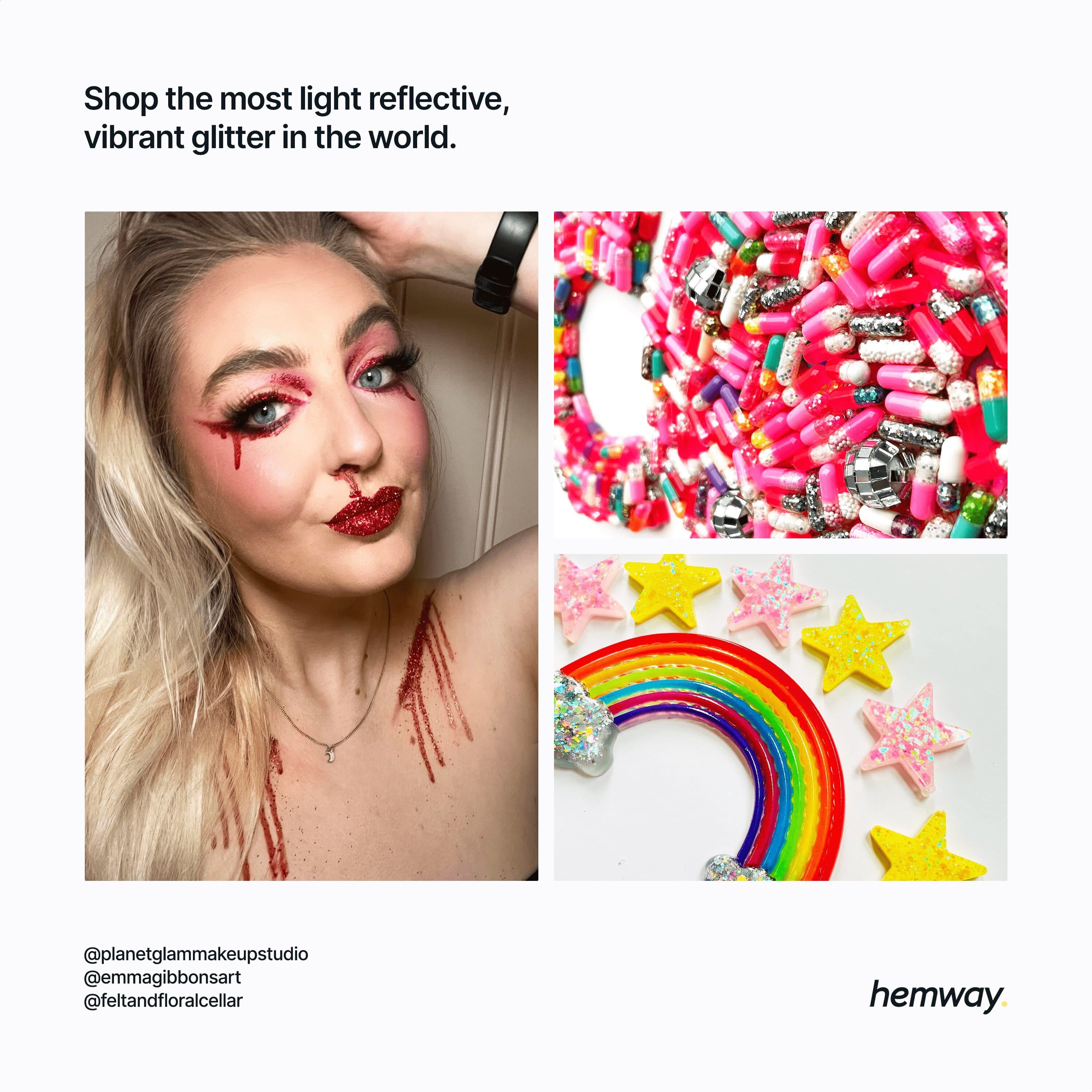 Hemway Biodegradable Eco Friendly Glitter 100g / 3.5oz   Red Holographic   DIY, Decoration, Arts & Crafts - Red Holographic - Chunky 100g