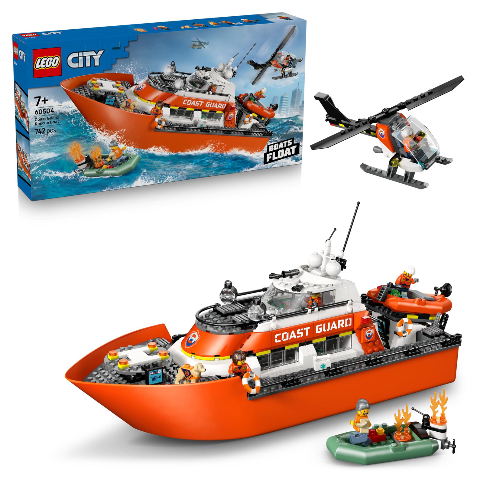 LEGO City Reddingsboot en Kustwacht Helikopter 60504