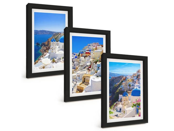 BILDER SET 3er Set - 20x30 cm Schwarzer Rahmen - Landschaftsarchitektur Oia Santorini