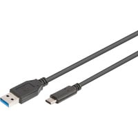 USB 3.2 Gen 1 Anschlusskabel USB-A > USB-C schwarz, 1 Meter, PD, Laden mit bis zu 15 Watt