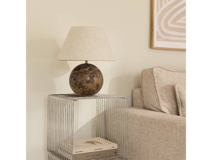 Castello 35 Tischleuchte braun Leinen - Globen Lighting - Wohnzimmer - Design - Stoff / Textil - Einflammig