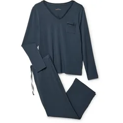 Tchibo - Pyjama-Set mit Satin - Damen - Gr. S - blau