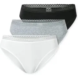 SCHIESSER Damen Rio-Slips, 3er Pack - 3Pack Rio Slip, Stretch Cotton, uni, Größe 3XL in Bunt Bunt