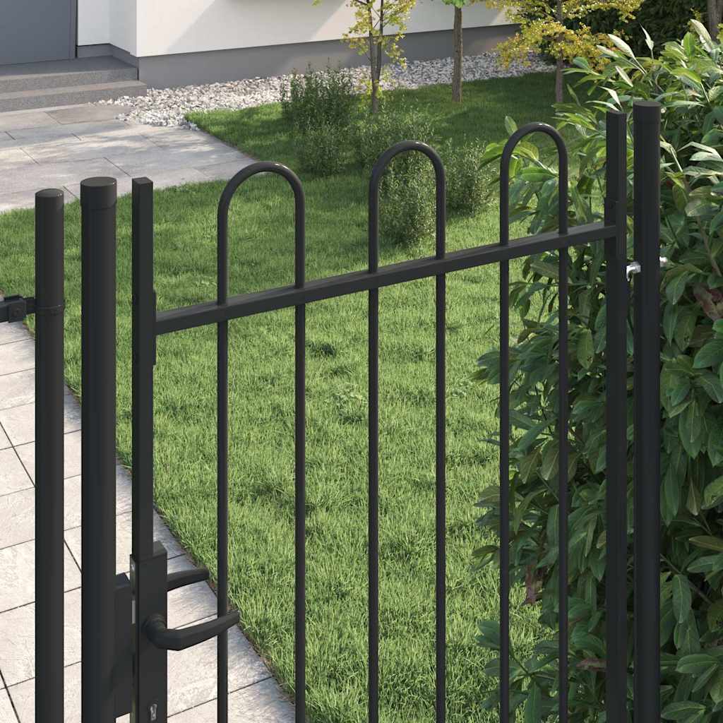 vidaXL Portail de clôture BOXTEL à porte avec arc en haut 1x1,75m noir