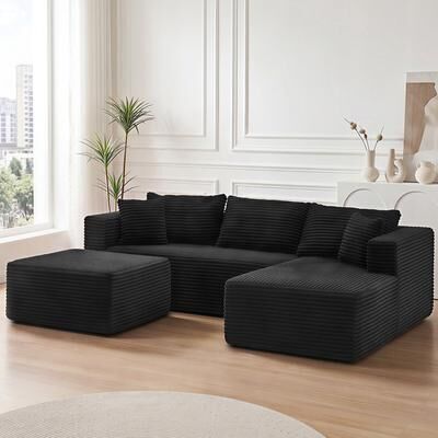 Modern Upholstered Modular Sectional Sofa with Flexible Chaise Seating by GDFStudio