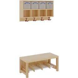 Komplettgarderobe mit doppelter Ablagereihe inklusive Boxen