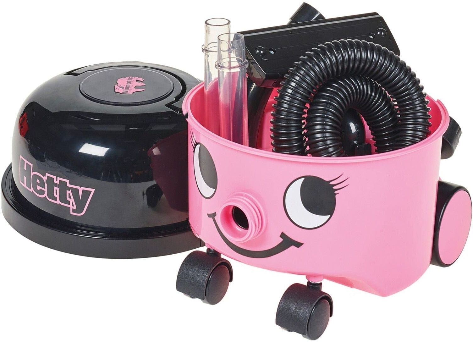 Casdon Hetty Toy Vacuum Cleaner with Working Suction for Indoor Play - Pink-and-Black - Ages 3 and Up