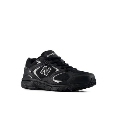Sneaker NEW BALANCE "408", Jungen, Gr. 36, schwarz-weiß (schwarz, silber metallic), Mesh, Synthetik, Schuhe Sneaker, für Kinder und Jugendliche, vom New Balance 530 und 740 inspiriert