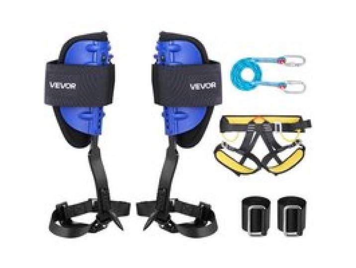 VEVOR Klettergurte Set, höhenverstellbare Baumklettern Ausrüstung mit Gurten & Gurtzeug, max. Tragkraft 159 kg, robuste Stahlsteigsteigeisen, Baumpflegeausrüstung für Obsternte & Jagd