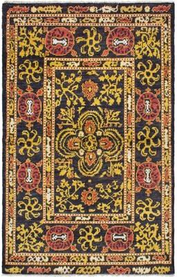 Ecarpetgallery Hand-knotted Shalimar Black, Gold Wool Rug