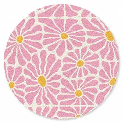 FUSSMATTE Blumen - Muster - Rosa - Beige - Orange Sauberlaufmatte 90x90 cm