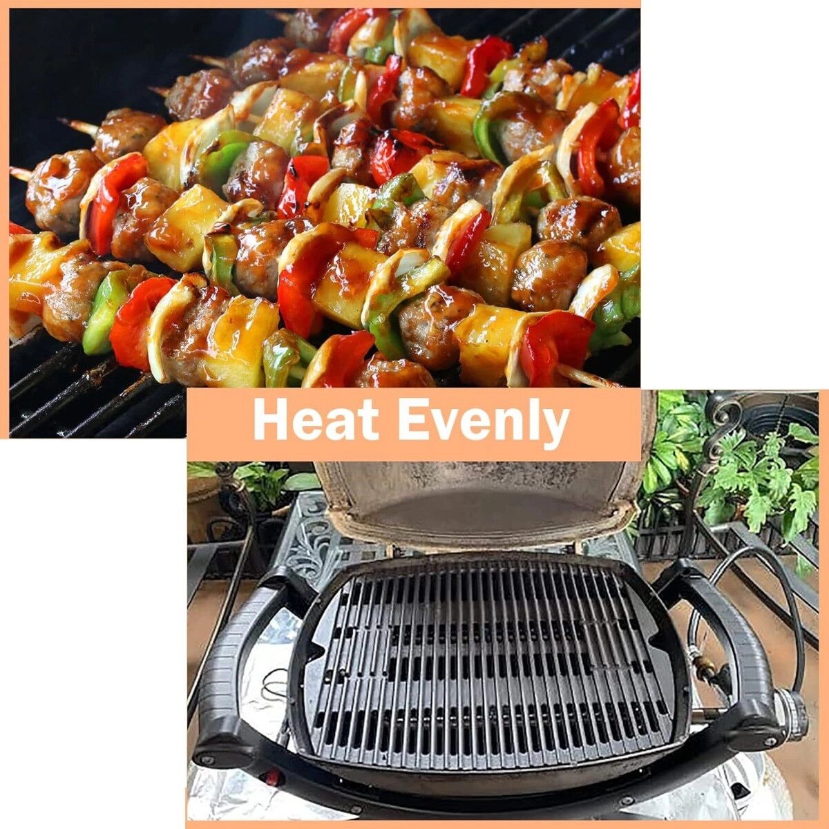 INF Plaque de cuisson en fonte émaillée compatible avec Weber Q series - Convient pour Q100 Q1000 Q1200 Q1400
