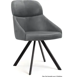 ESSZIMMERSTUHL (6er-Set) Denni 52x82x63 Schwarz/Grau