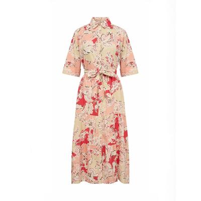 Maxikleid SOYACONCEPT "Soya Concept Dress SC-FALDINE", Damen, Gr. M, Normalgrößen, bunt (4030c bittersweet combi), Obermaterial: 100% Baumwolle, Kleider Maxikleid