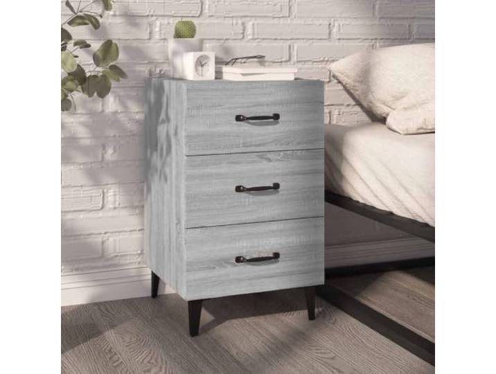 HEFZGDB Nachttisch Grau Sonoma 40x40x66 cm Holzwerkstoff mit 3 Schubladen Stauraum, stabile Platte für Dekoration, feuchtigkeitsbeständig, einfach zu reinigen, inklusive