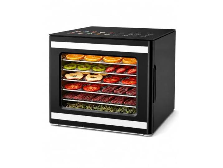 JUMMICO Dörrautomat, 6 Edelstahl-Tabletts, 10 Programme, black Für Obst, Gemüse, Fleisch und Tierleckerlis; 35–75 °C, Innenlicht, Speicherfunktion und Signalton