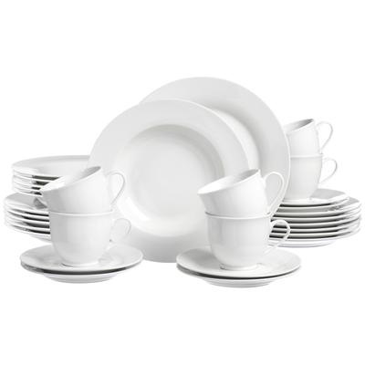 Kombiservice RITZENHOFF & BREKER "Bianco", weiß, 30 Stk., Porzellan, Geschirr-Sets, Kombiservice, klassisch und schlicht, unifarben