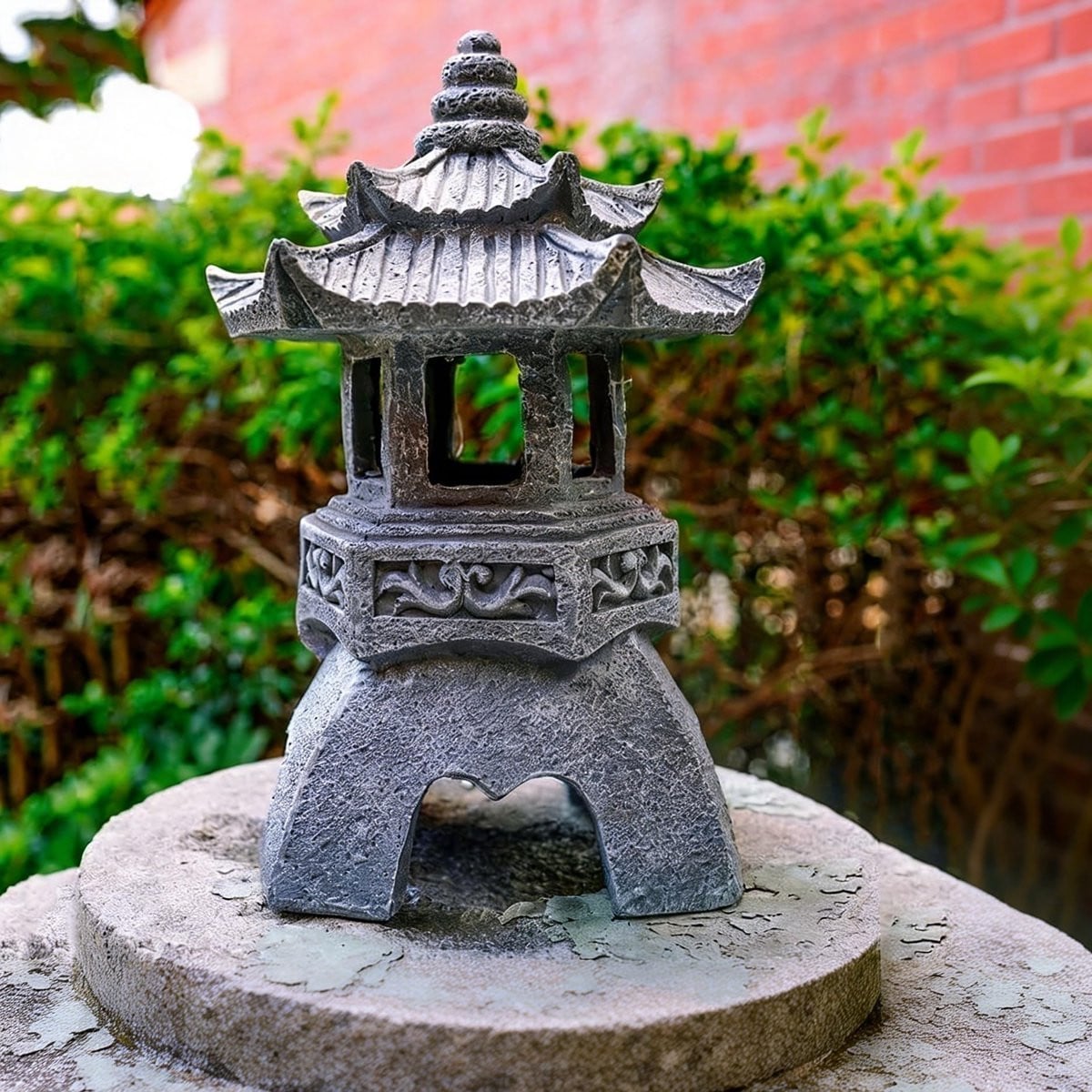 Decoratieve Japanse Pagode Tuinlantaarn op Zonne-energie met LED voor Tuin, Balkon en Terras