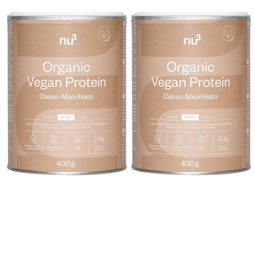 nu3 Bio Vegan Protein Shake - Schoko-Macchiato Doppelpack 2x400 g Pulver