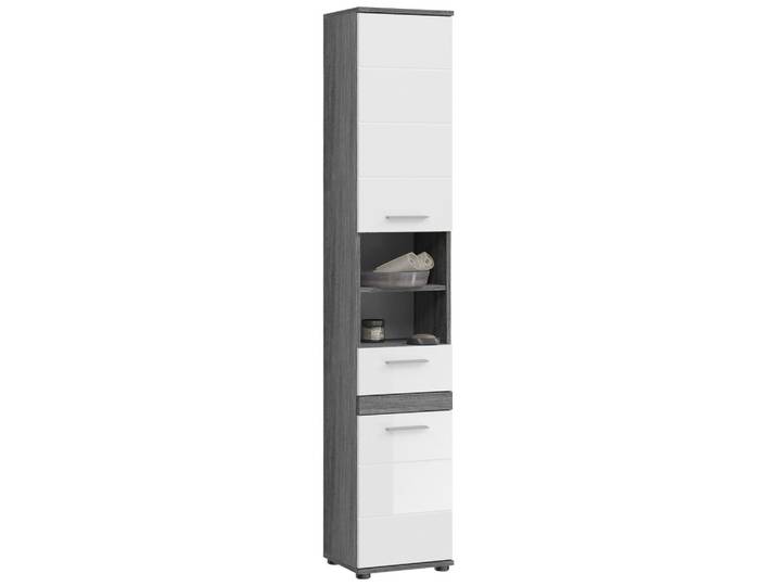 Hochschrank Blake 2-türig Rauchsilber/Weiß