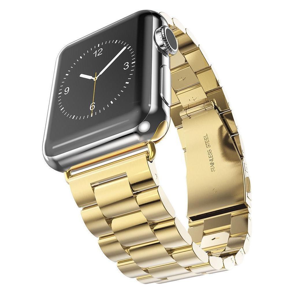 Techsuit - Watchband (W036) - Apple Watch 1/2/3/4/5/6/7/8/9/10/SE/SE 2 (38/40/41/42mm) - Gold (38 mm, 40 mm, 41 mm, 42 mm, Edelstahl) (56340990)