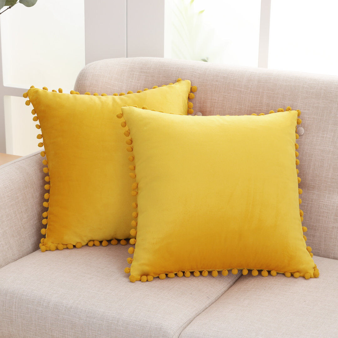 Mercer41 Knowles Square Cushion Cover Mellow Yellow 61cm H x 61cm W x 1cm D