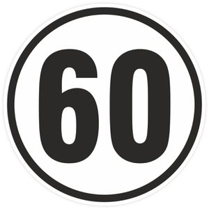 SafetyMarking Fahrzeugkennzeichnung Geschwindigkeitsschild 60, Ø 20 cm, aus Folie, selbstklebend