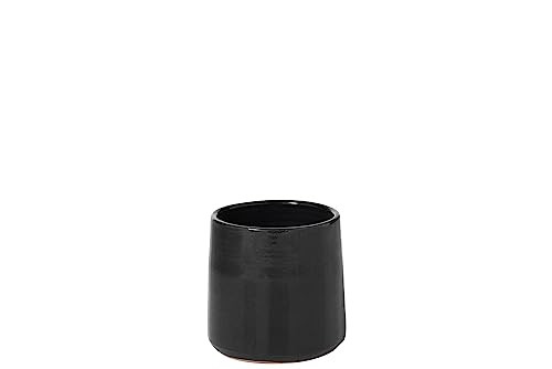 J-Line Bloempot Rond Keramiek Zwart Small - 2 stuks