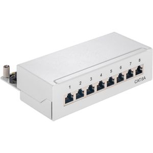 Goobay Patchpanel 62063, Cat 6A, 1HE, grau, STP geschirmt, mit 8 Ports