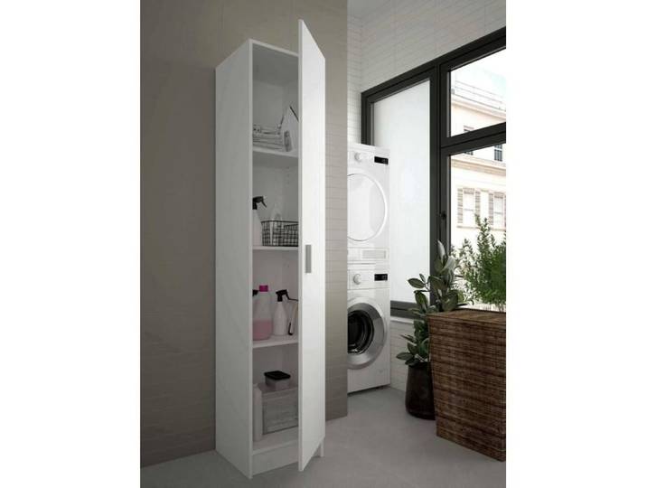 Dmora - Armoire polyvalente Alexander 1 porte 37x37xh180 cm Blanc Panneau effet bois